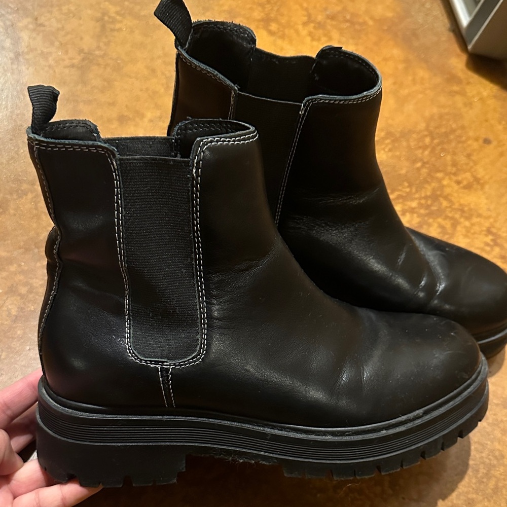 Marc Fisher Black Leather Combat Boots